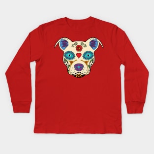 Pit Bull Sugar Skull Kids Long Sleeve T-Shirt